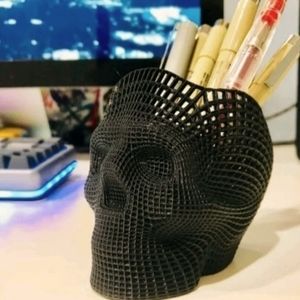 Skull pencil toothbrush holder